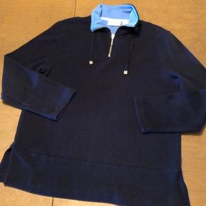 Meg Allen Navy Blue 1/4 Zip Pullover Sweatshirt L